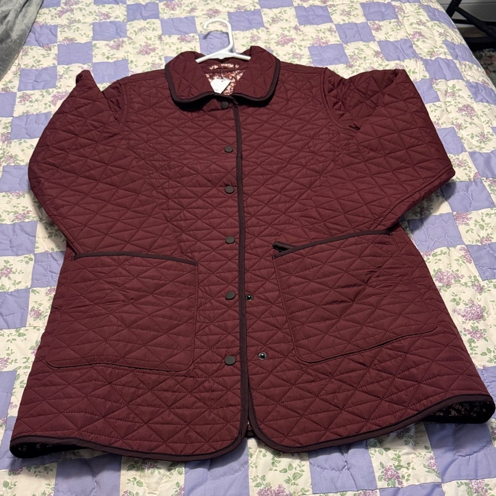 Lands' End Women's Quilted Maroon Puffer Jacket